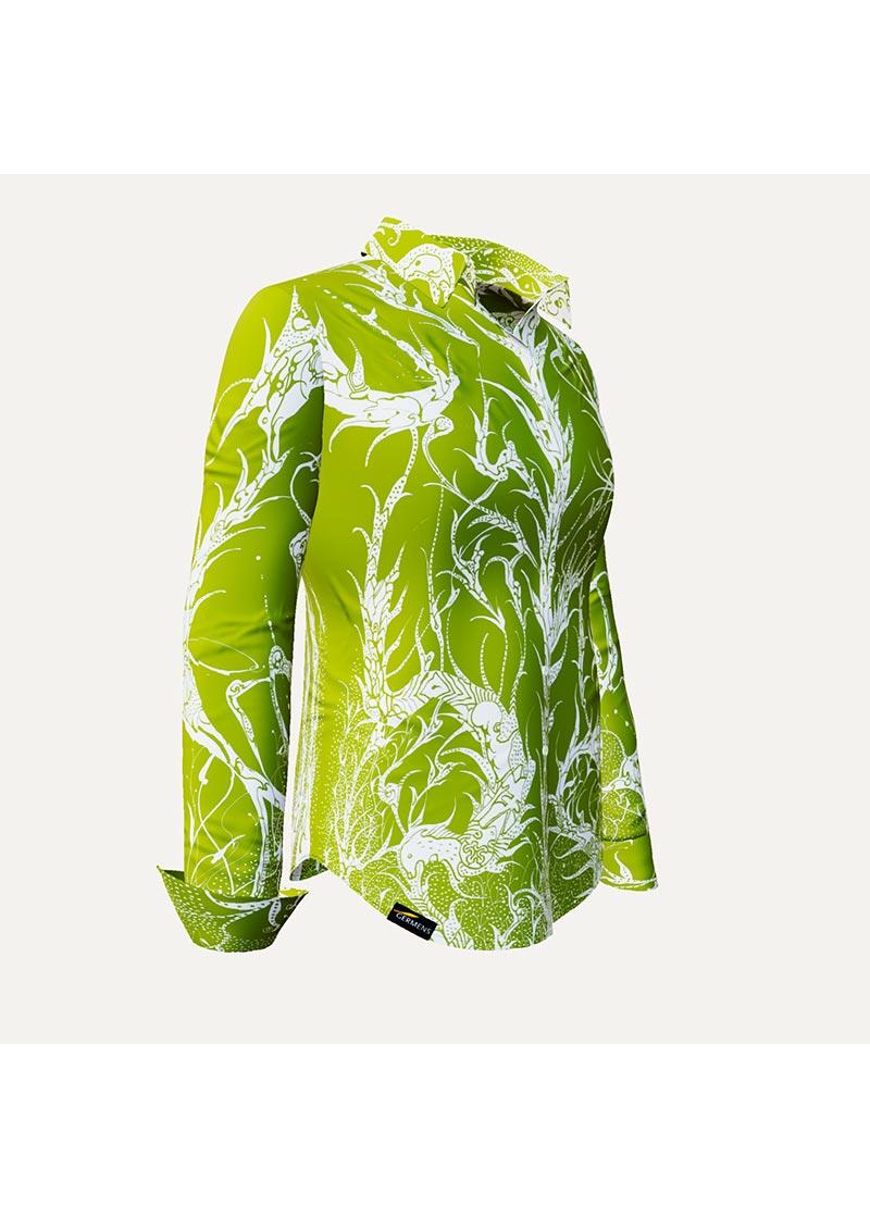 DORNRSCHEN GREEN - Hellgrne Bluse mit weier Zeichnung - GERMENS