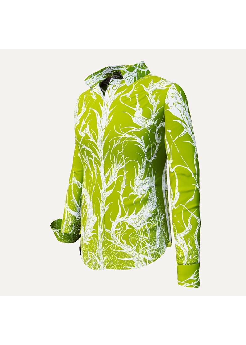 DORNRSCHEN GREEN - Hellgrne Bluse mit weier Zeichnung - GERMENS