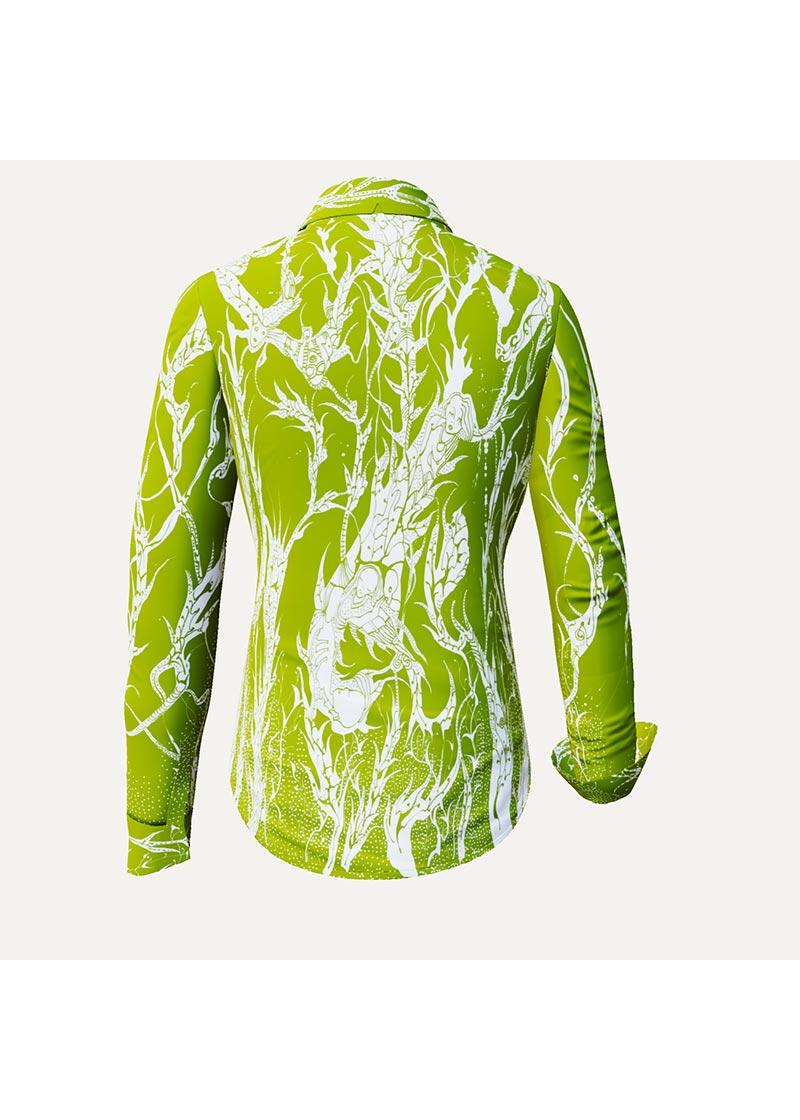 DORNRÖSCHEN GREEN - Hellgrüne Bluse mit weißer Zeichnung...
