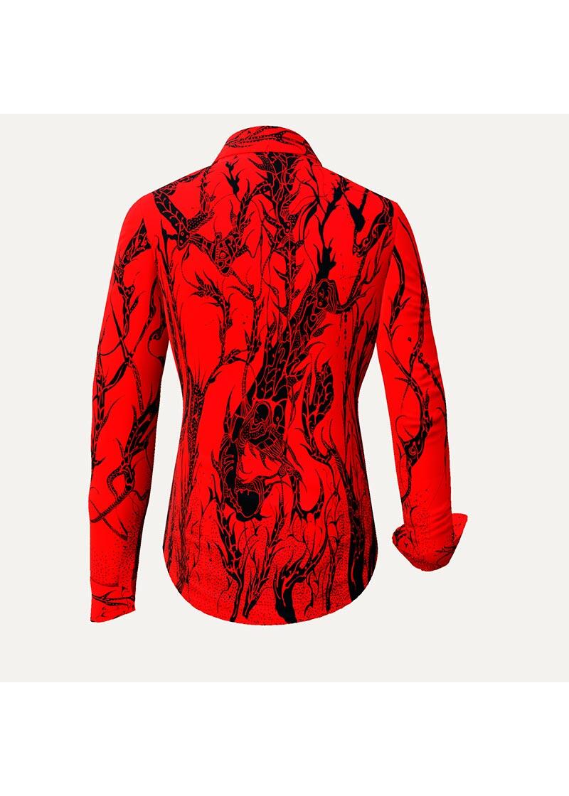 DORNRÖSCHEN RED - Rote Bluse mit schwarzer Zeichnung -...