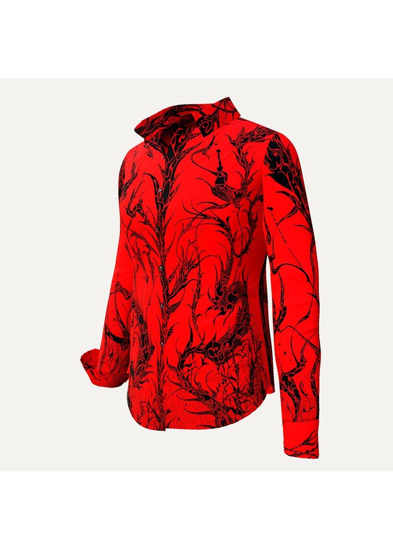 DORNRSCHEN RED - Rote Bluse mit schwarzer Zeichnung - GERMENS