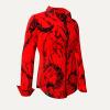 DORNROESCHEN RED ROTE BLUSE MIT SCHWARZER ZEICHNUNG Blusen Damen - 100 % Baumwolle - GERMENS artfashion