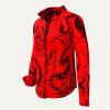 DORNROESCHEN RED ROTE BLUSE MIT SCHWARZER ZEICHNUNG Blusen Damen - 100 % Baumwolle - GERMENS artfashion