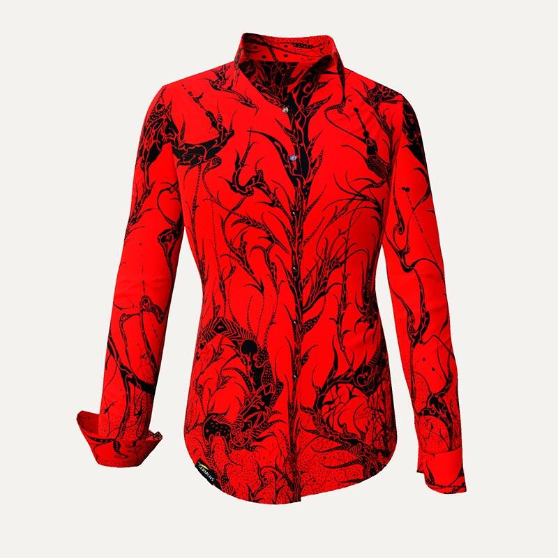 DORNRÖSCHEN RED - Rote Bluse mit schwarzer Zeichnung - GERMENS