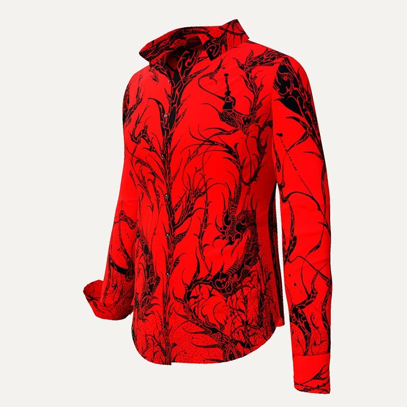 DORNRÖSCHEN RED - Rote Bluse mit schwarzer Zeichnung - GERMENS