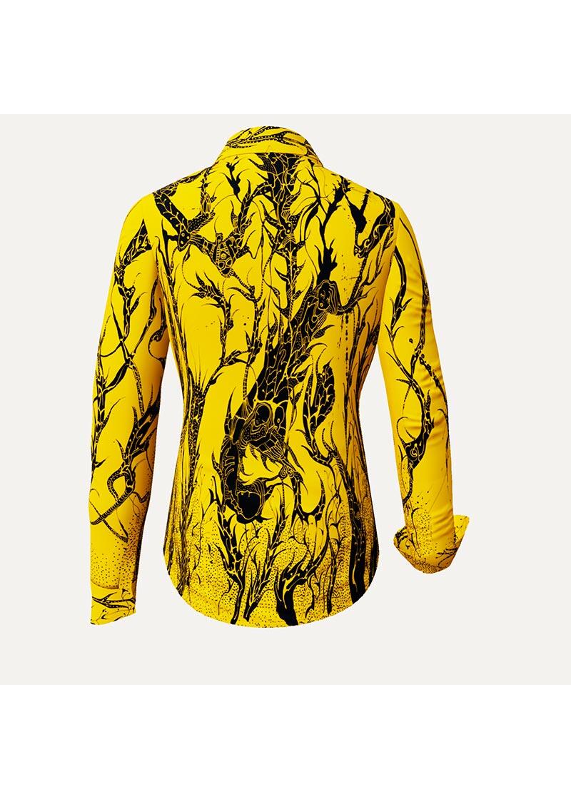 DORNRÖSCHEN YELLOW - Gelbe Bluse mit schwarzer Zeichnung...