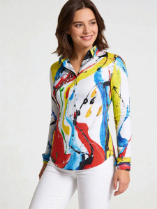 ausgefallene Damenbluse für Damen - FREUDENTANZ - 100 % Baumwolle - GERMENS artfashion - Größen XS bis 3XL