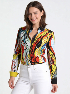 ausgefallene Damenbluse für Damen - PRACHTWEIBCHEN EXINATO - 100 % Baumwolle - GERMENS artfashion - Größen XS bis 3XL