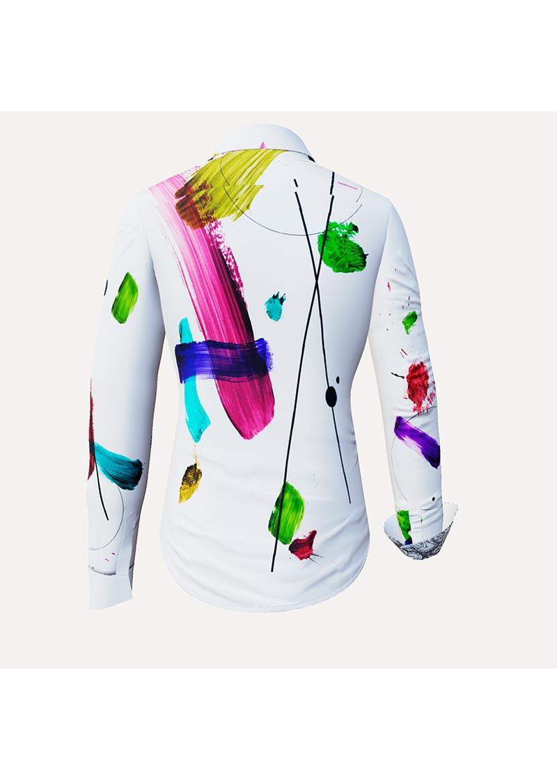 ZEITVERGESSEN - Weiße Bluse mit bunten Pinselstrichen -...