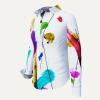 ZEITVERGESSEN WEISSE BLUSE MIT BUNTEN PINSELSTRICHEN Blusen Damen - 100 % Baumwolle - GERMENS artfashion