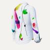 ZEITVERGESSEN WEISSE BLUSE MIT BUNTEN PINSELSTRICHEN Blusen Damen - 100 % Baumwolle - GERMENS artfashion