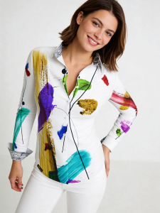 ausgefallene Damenbluse für Damen - ZEITVERGESSEN - 100 % Baumwolle - GERMENS artfashion - Größen XS bis 3XL
