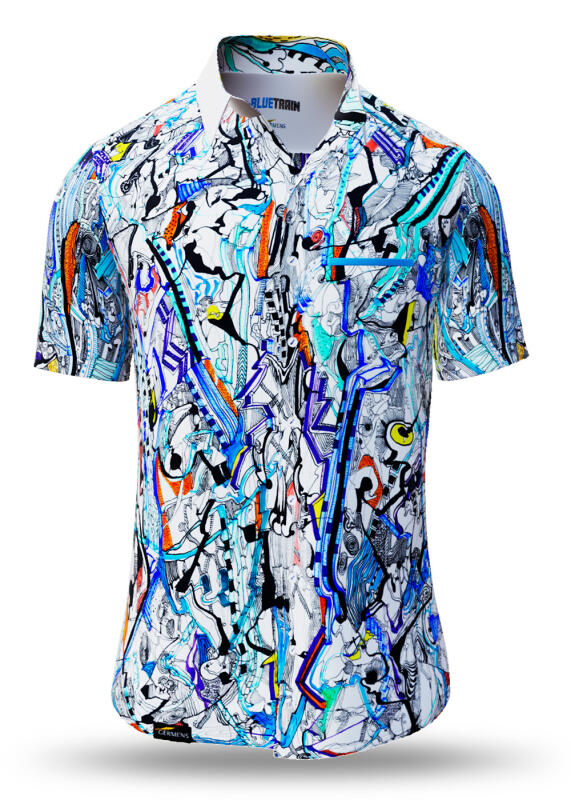 Summer shirt for men BLUETRAIN - 100% cotton - 10 sizes from XS to 6XL - exceptional design - finest workmanship - fabrics made in Germany - limited edition and exclusive