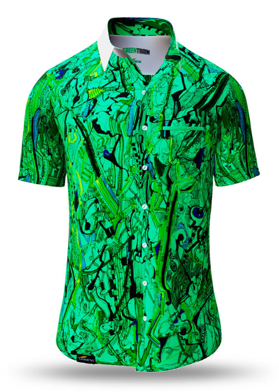 Summer shirt for men GREENTRAIN - 100% cotton - 10 sizes from XS to 6XL - exceptional design - finest workmanship - fabrics made in Germany - limited edition and exclusive