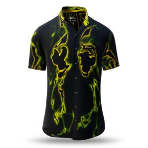 Schwarz grünes Sommerhemd Hemden Kurzarm TERRA GREEN...