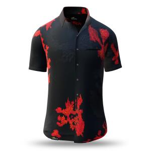 Colorful summer shirt men EMBER BLACK - GERMENS