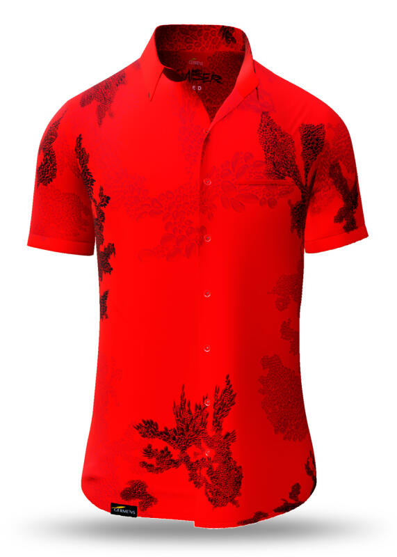Sommerhemd Herren EMBER RED - 100 % Baumwolle - 10 Größen von XS - 6XL - außergewöhnliches Design - feinste Verarbeitung - Stoffe Made in Germany - limitiert und exklusiv