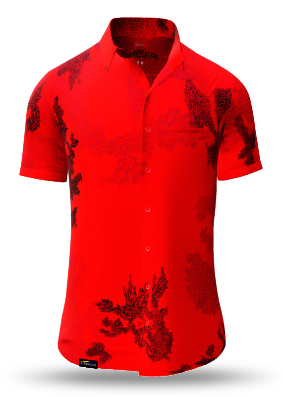 Summer shirt for men EMBER RED - 100% cotton - 10 sizes from XS to 6XL - exceptional design - finest workmanship - fabrics made in Germany - limited edition and exclusive