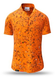 Summer shirt for men GRAVUR ORANGE - 100% cotton - 10 sizes from XS to 6XL - exceptional design - finest workmanship - fabrics made in Germany - limited edition and exclusive