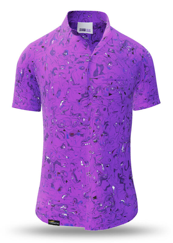 Summer shirt for men GRAVUR LILAS - 100% cotton - 10 sizes from XS to 6XL - exceptional design - finest workmanship - fabrics made in Germany - limited edition and exclusive