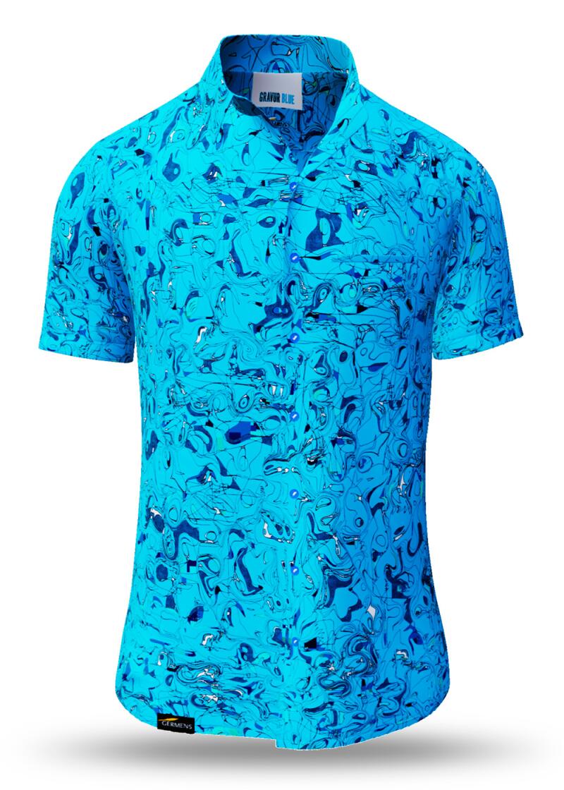 summer shirt men GRAVUR BLUE - GERMENS