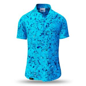 summer shirt men GRAVUR BLUE - GERMENS