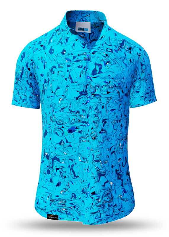 Summer shirt for men GRAVUR BLUE - 100% cotton - 10 sizes from XS to 6XL - exceptional design - finest workmanship - fabrics made in Germany - limited edition and exclusive