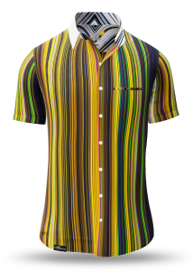 Sommerhemd Herren ALPHA CENTAURI YELLOW - 100 % Baumwolle - 10 Größen von XS - 6XL - außergewöhnliches Design - feinste Verarbeitung - Stoffe Made in Germany - limitiert und exklusiv