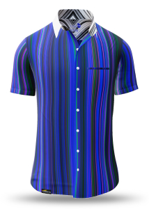 Sommerhemd Herren ALPHA CENTAURI BLUE - 100 % Baumwolle - 10 Größen von XS - 6XL - außergewöhnliches Design - feinste Verarbeitung - Stoffe Made in Germany - limitiert und exklusiv