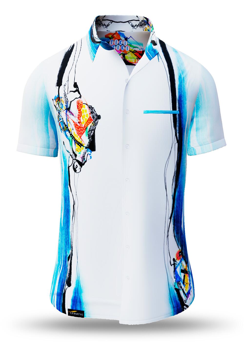 TIKITIKI - White short sleeve shirt with azure blue...