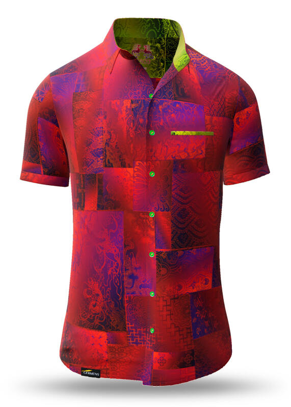 Summer shirt for men DRACO ROT - 100% cotton - 10 sizes from XS to 6XL - exceptional design - finest workmanship - fabrics made in Germany - limited edition and exclusive