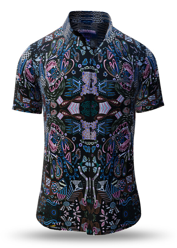 Summer shirt for men CARROUSEL BLACK - 100% cotton - 10 sizes from XS to 6XL - exceptional design - finest workmanship - fabrics made in Germany - limited edition and exclusive