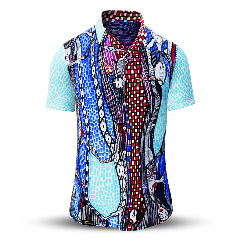 Summer shirt for men JIMIMBI BLUES - 100% cotton - 10 sizes from XS to 6XL - exceptional design - finest workmanship - fabrics made in Germany - limited edition and exclusive