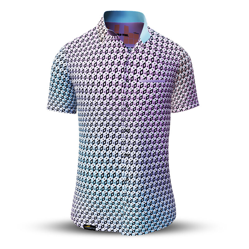Summer shirt for men CUBO VIOL - 100% cotton - 10 sizes from XS to 6XL - exceptional design - finest workmanship - fabrics made in Germany - limited edition and exclusive
