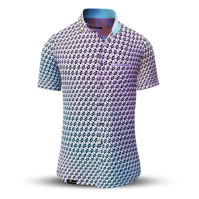 Summer shirt for men CUBO VIOL - 100% cotton - 10 sizes from XS to 6XL - exceptional design - finest workmanship - fabrics made in Germany - limited edition and exclusive
