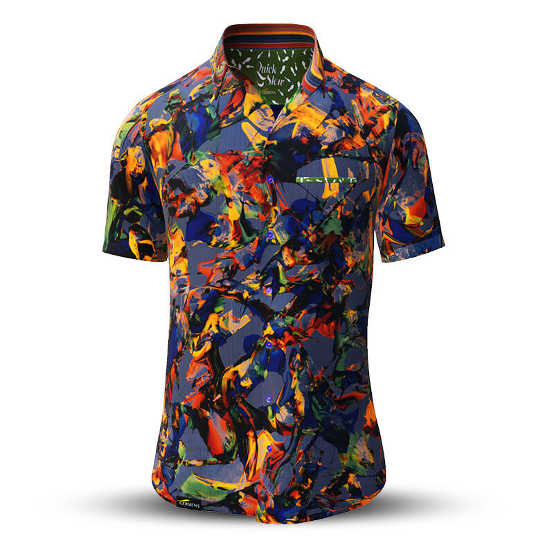 Summer shirt for men QUICK & SLOW - 100% cotton - 10 sizes from XS to 6XL - exceptional design - finest workmanship - fabrics made in Germany - limited edition and exclusive