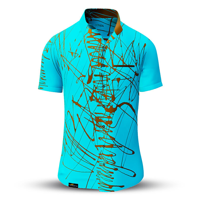 Summer shirt for men DENADA BLUE - 100% cotton - 10 sizes from XS to 6XL - exceptional design - finest workmanship - fabrics made in Germany - limited edition and exclusive