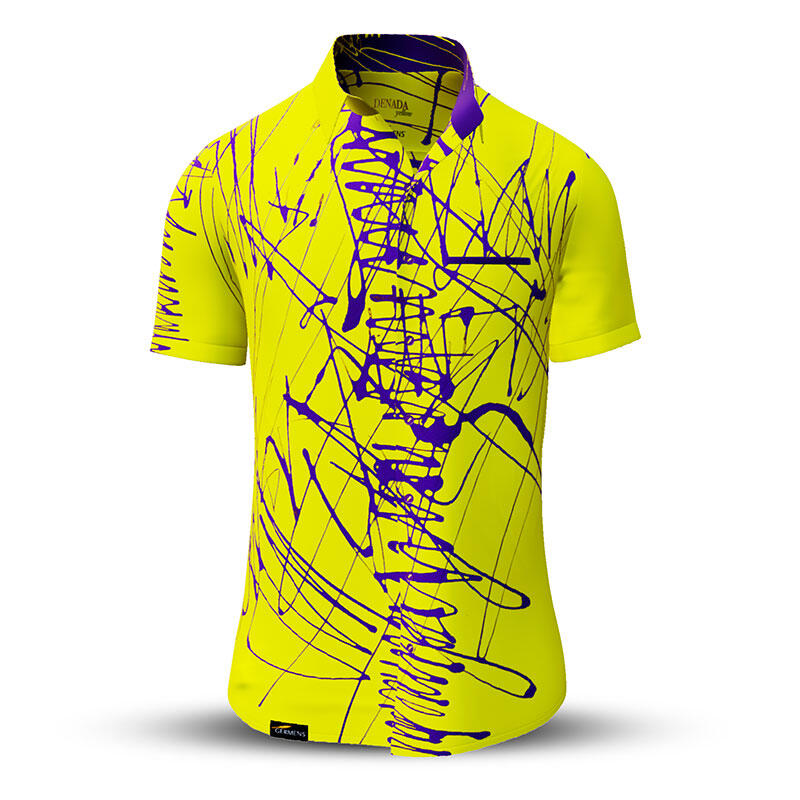 Sommerhemd Herren DENADA YELLOW - 100 % Baumwolle - 10 Größen von XS - 6XL - außergewöhnliches Design - feinste Verarbeitung - Stoffe Made in Germany - limitiert und exklusiv