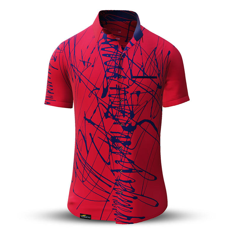 Sommerhemd Herren DENADA RED - 100 % Baumwolle - 10 Größen von XS - 6XL - außergewöhnliches Design - feinste Verarbeitung - Stoffe Made in Germany - limitiert und exklusiv