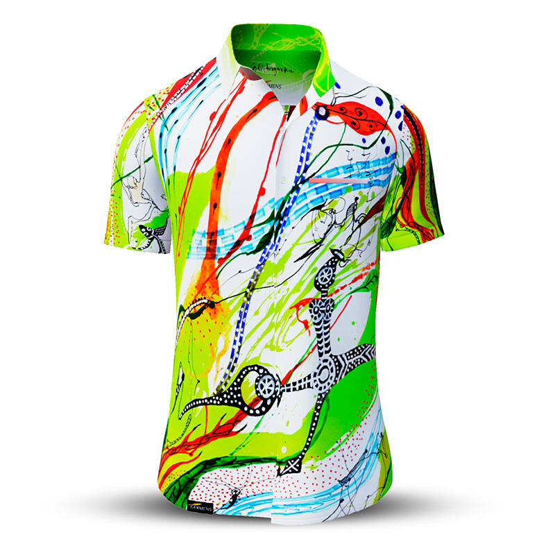 Summer shirt for men GLUECKSGARTEN - 100% cotton - 10 sizes from XS to 6XL - exceptional design - finest workmanship - fabrics made in Germany - limited edition and exclusive