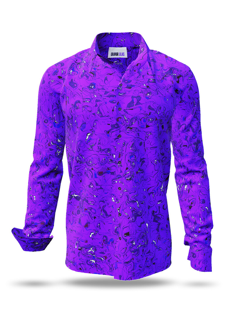 men´s long sleeve casual shirts  GRAVUR LILAS - GERMENS
