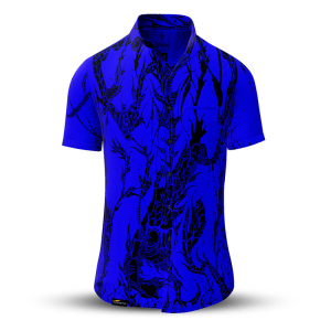 Sommerhemd Herren DORNENPRINZ INDIGO - 100 % Baumwolle - 10 Größen von XS - 6XL - außergewöhnliches Design - feinste Verarbeitung - Stoffe Made in Germany - limitiert und exklusiv