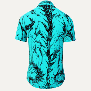 Summer shirt for men DORNENPRINZ CYAN - 100% cotton - 10...