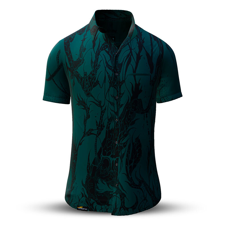 Summer shirt for men DORNENPRINZ WALD - 100% cotton - 10 sizes from XS to 6XL - exceptional design - finest workmanship - fabrics made in Germany - limited edition and exclusive