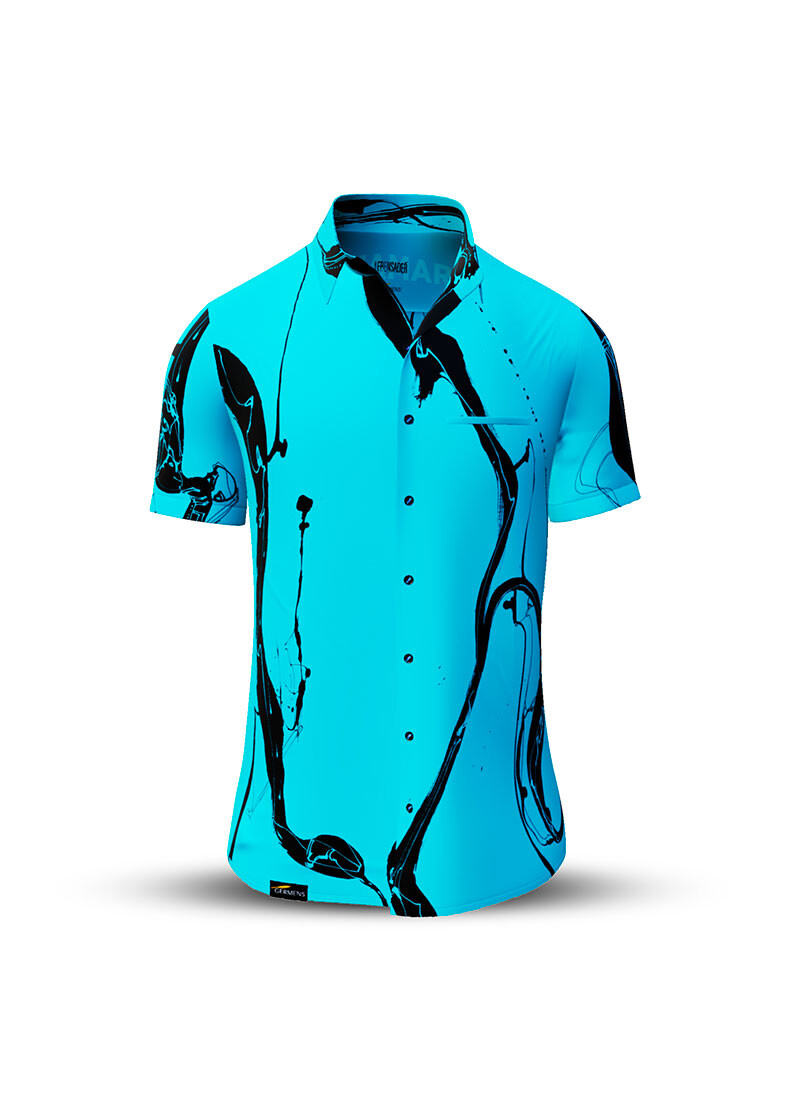 Button up shirt for summer LEBENSADER AQUAMARIN - GERMENS