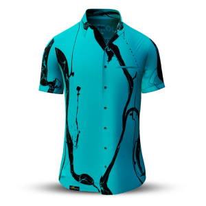 Sommerhemd Herren LEBENSADER PETROL - 100 % Baumwolle - 10 Größen von XS - 6XL - außergewöhnliches Design - feinste Verarbeitung - Stoffe Made in Germany - limitiert und exklusiv