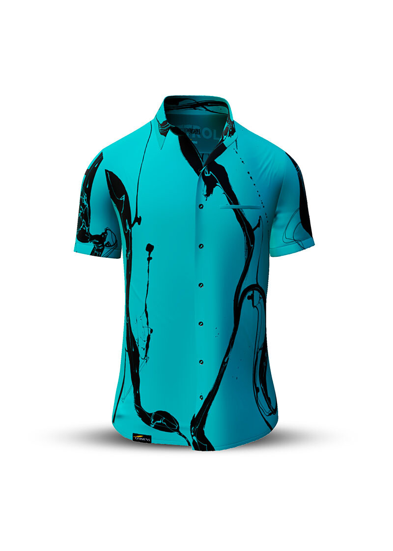 Button up shirt for summer LEBENSADER PETROL - GERMENS